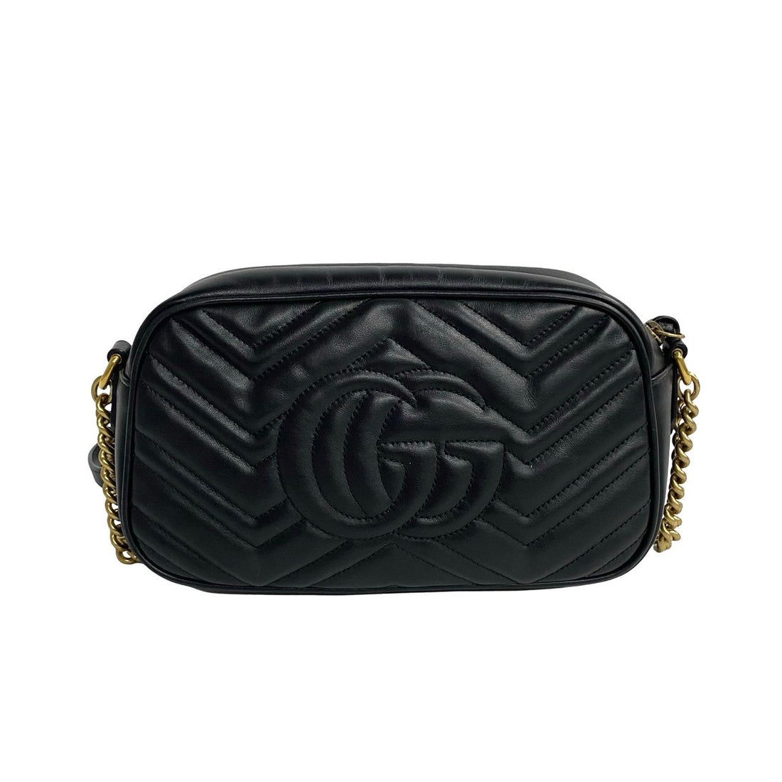 Gucci Gucci Gg Marmont Chain Shoulder Bag Black Leather Shoulder Bag 447632 in Very Good Condition