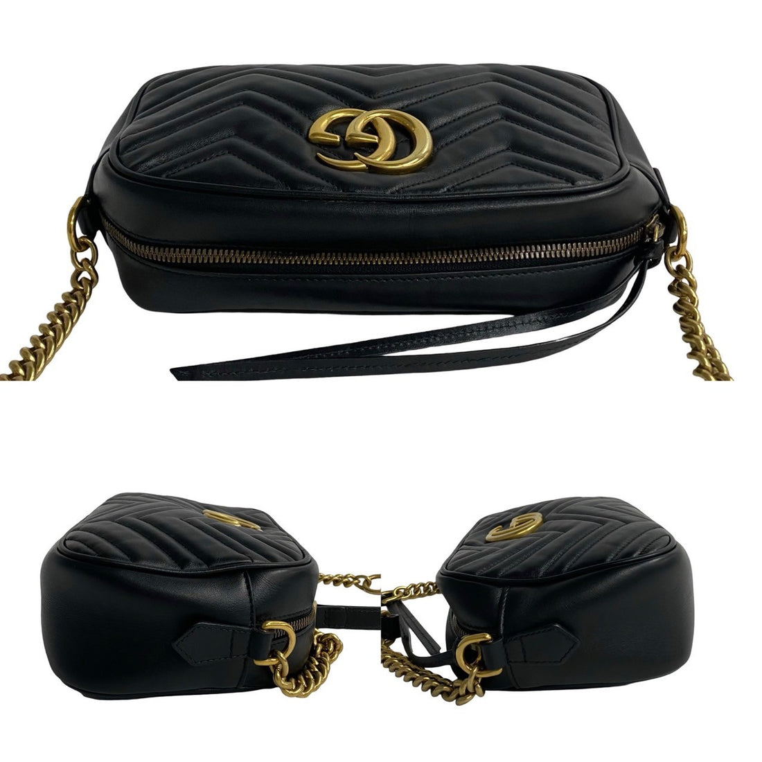 Gucci Gucci Gg Marmont Chain Shoulder Bag Black Leather Shoulder Bag 447632 in Very Good Condition