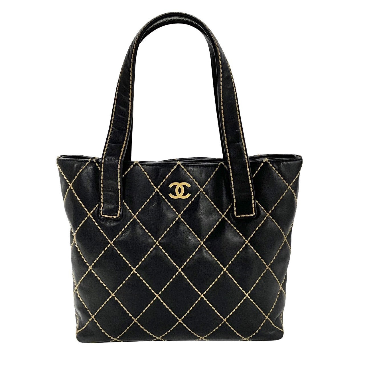Chanel Matelasse Wild Stitch Coco Mark Leather Tote Bag Leather Tote Bag 36651 in Good condition