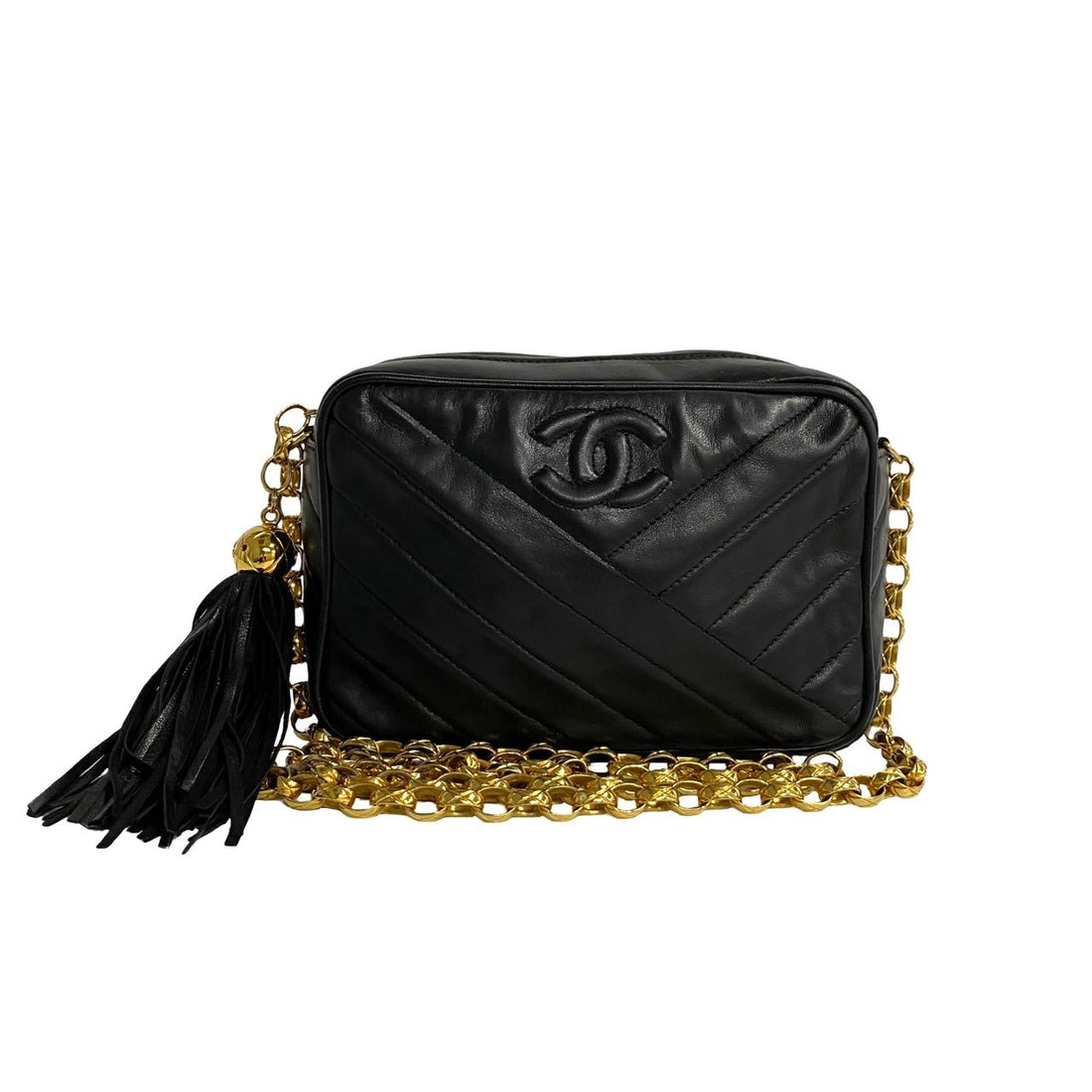 Chanel V Stitch Lambskin Fringe Chain Mini Shoulder Bag Leather Shoulder Bag 38508