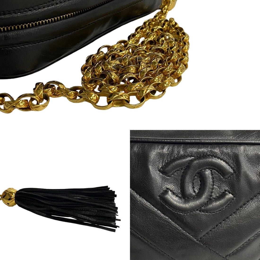 Chanel V Stitch Lambskin Fringe Chain Mini Shoulder Bag Leather Shoulder Bag 38508