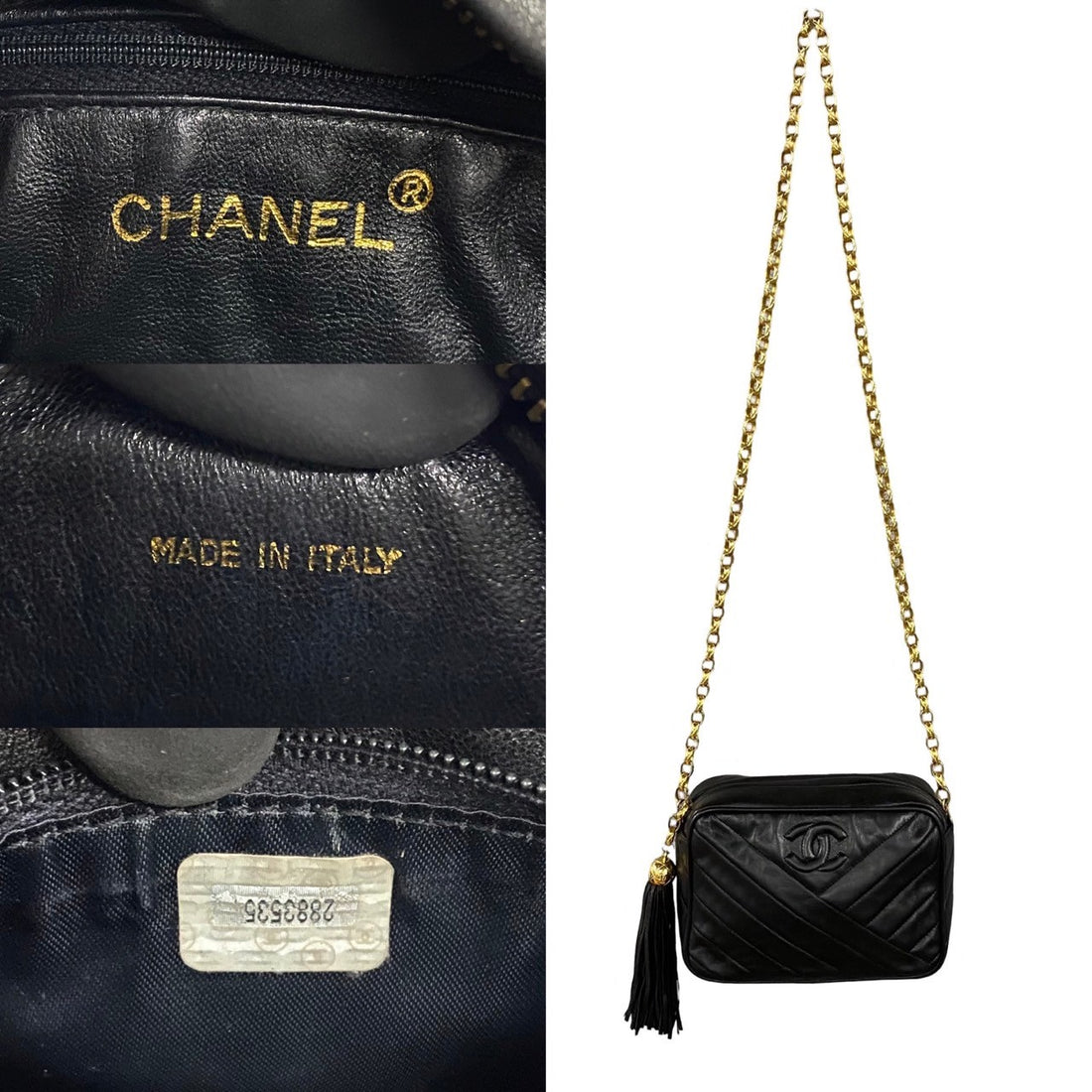 Chanel V Stitch Lambskin Fringe Chain Mini Shoulder Bag Leather Shoulder Bag 38508