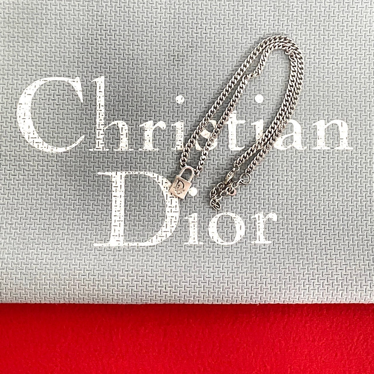 Dior Logo Padlock Pendant Necklace Metal Necklace