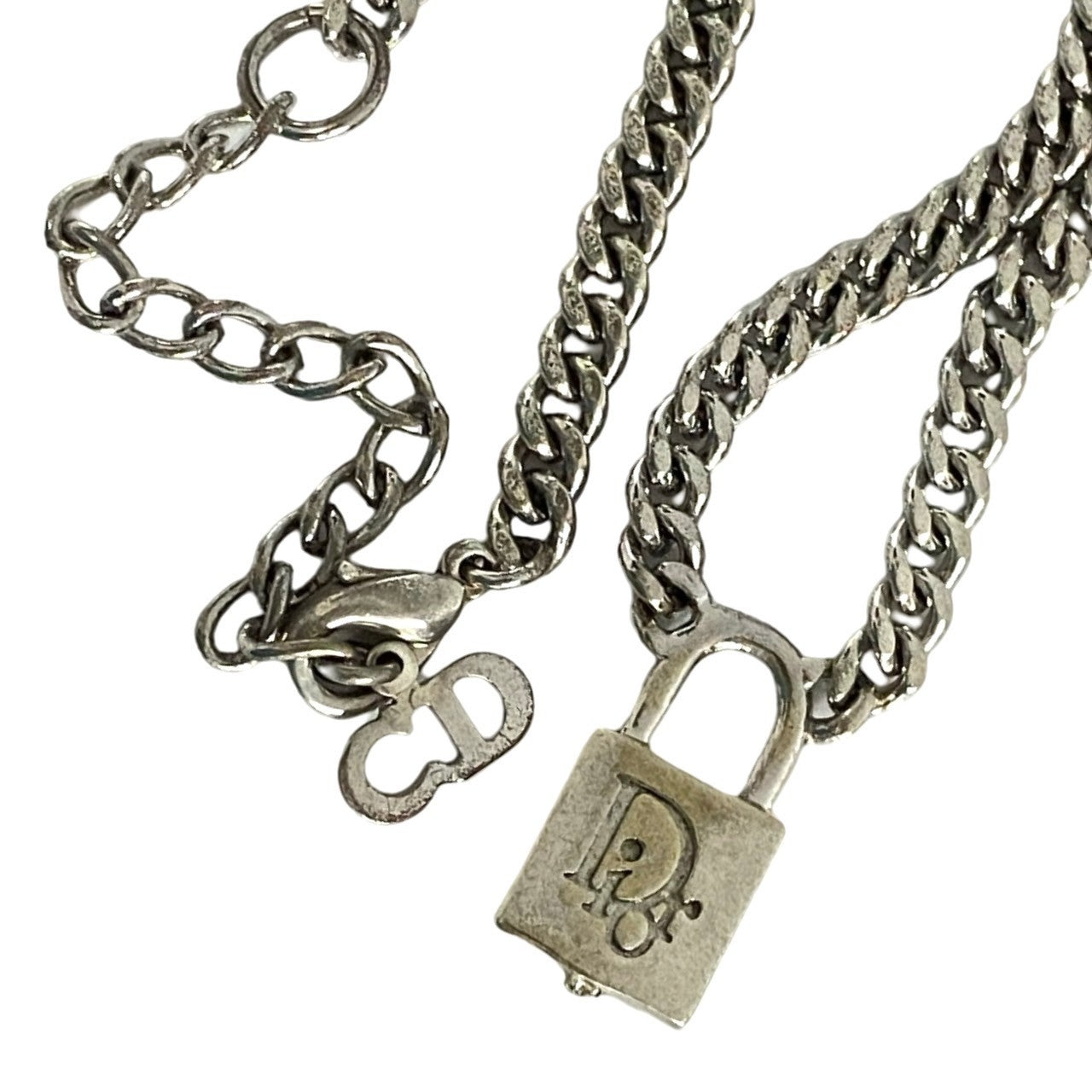 Dior Logo Padlock Pendant Necklace Metal Necklace