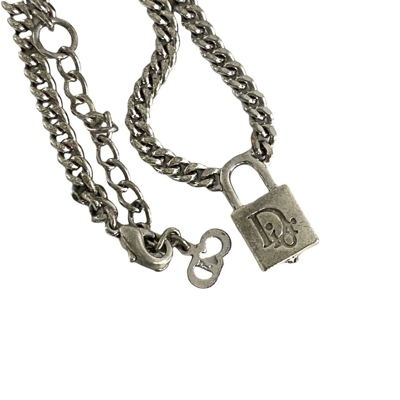 Dior Logo Padlock Pendant Necklace Metal Necklace