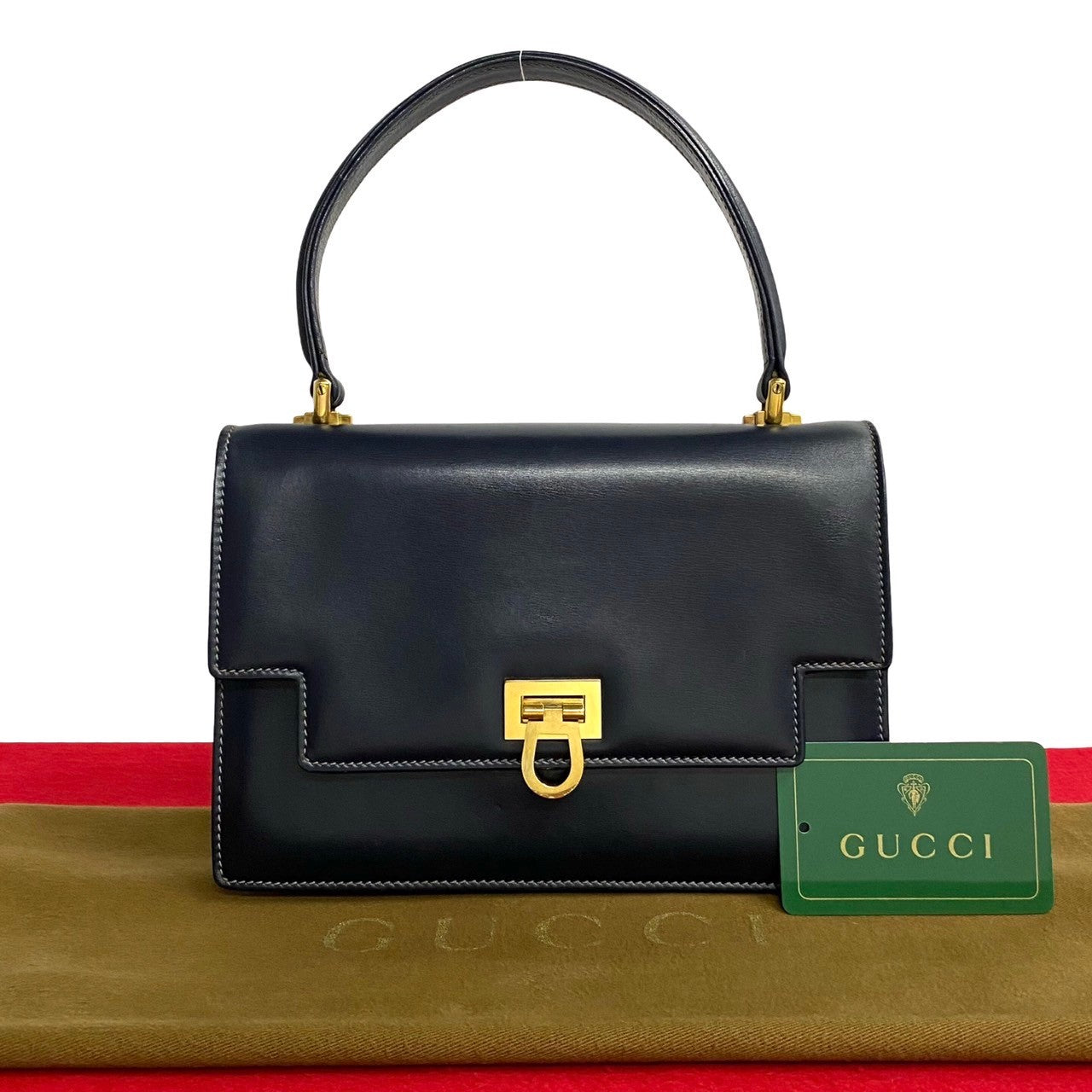 Gucci Old Vintage Calf Leather Genuine Mini Handbag Leather Handbag 32218 in Good condition