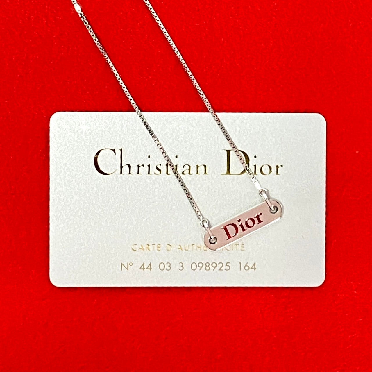 Dior Logo Plate Pendant Necklace Metal Necklace