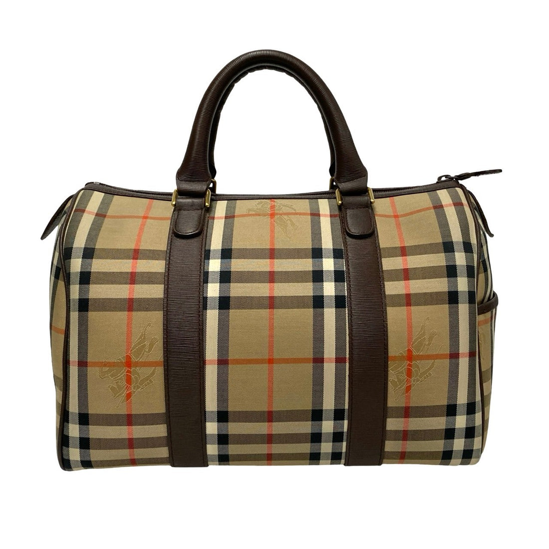 Burberry Haymarket Check Boston Bag Canvas Handbag in Very Good Condition