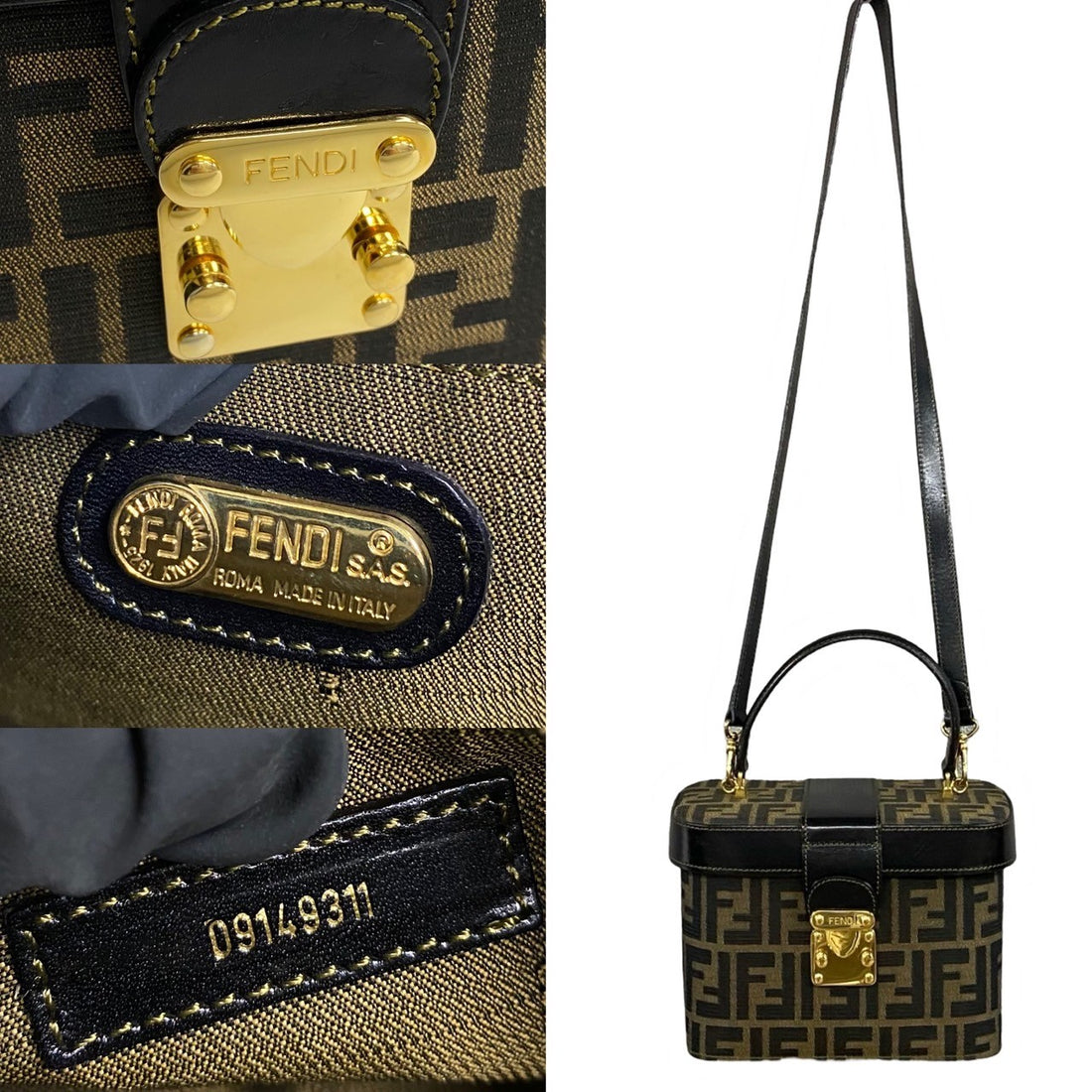 Fendi Fendi Zucca 2way Vanity Bag Canvas Vanity Bag 09149311 in Very Good Condition