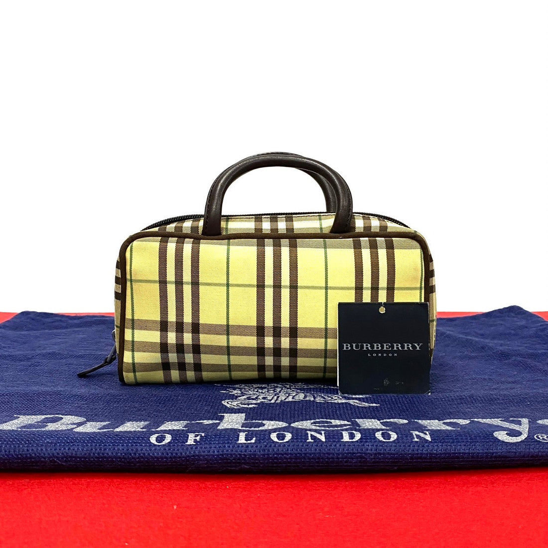 Burberry Check Mini Handbag Canvas Handbag 37705 in Very Good Condition