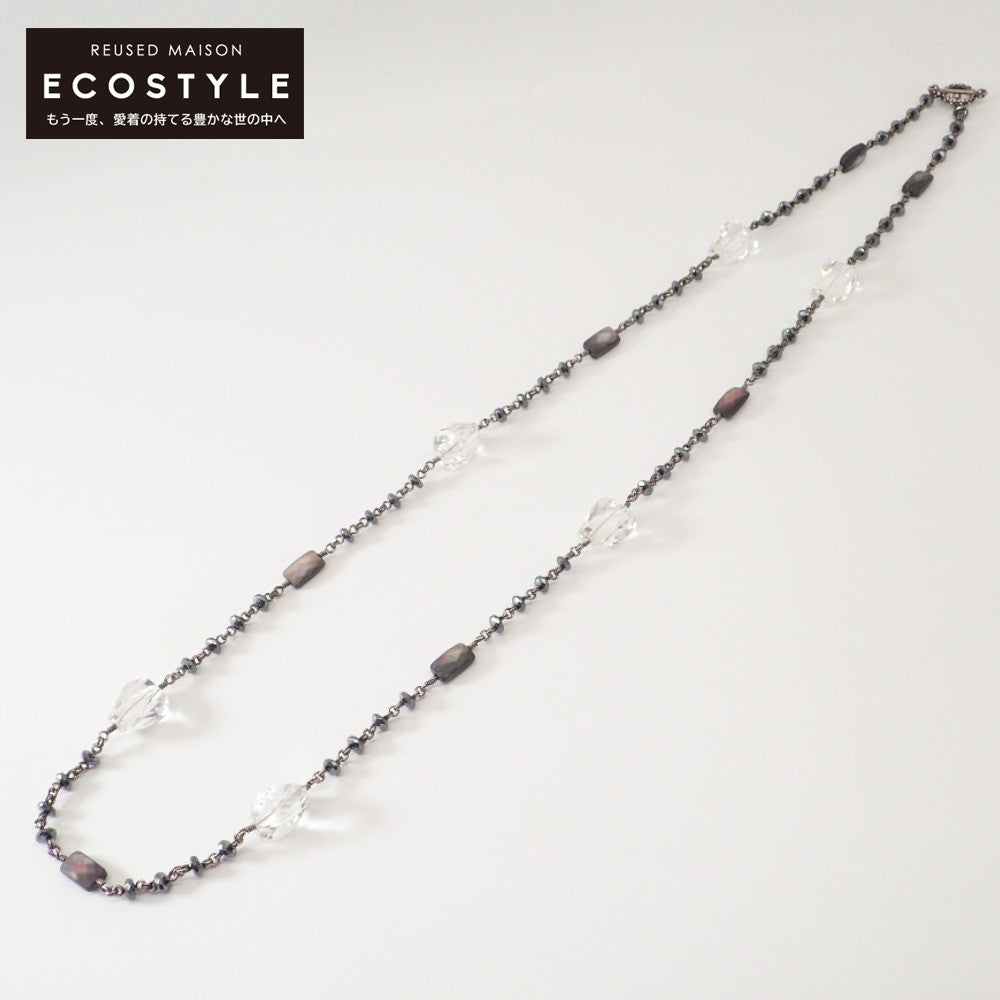 LuxUness  STEPHEN DWECK Oslo Collection Long Necklace - 925 Silver with Crystal and Hematite Gemstones Necklace in Good Condition