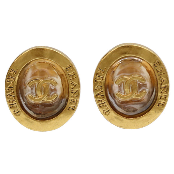 Chanel Coco Mark Oval Clip On Earrings