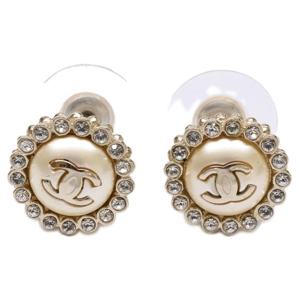 Chanel Coco Mark Rhinestone Imitation Pearl Earrings