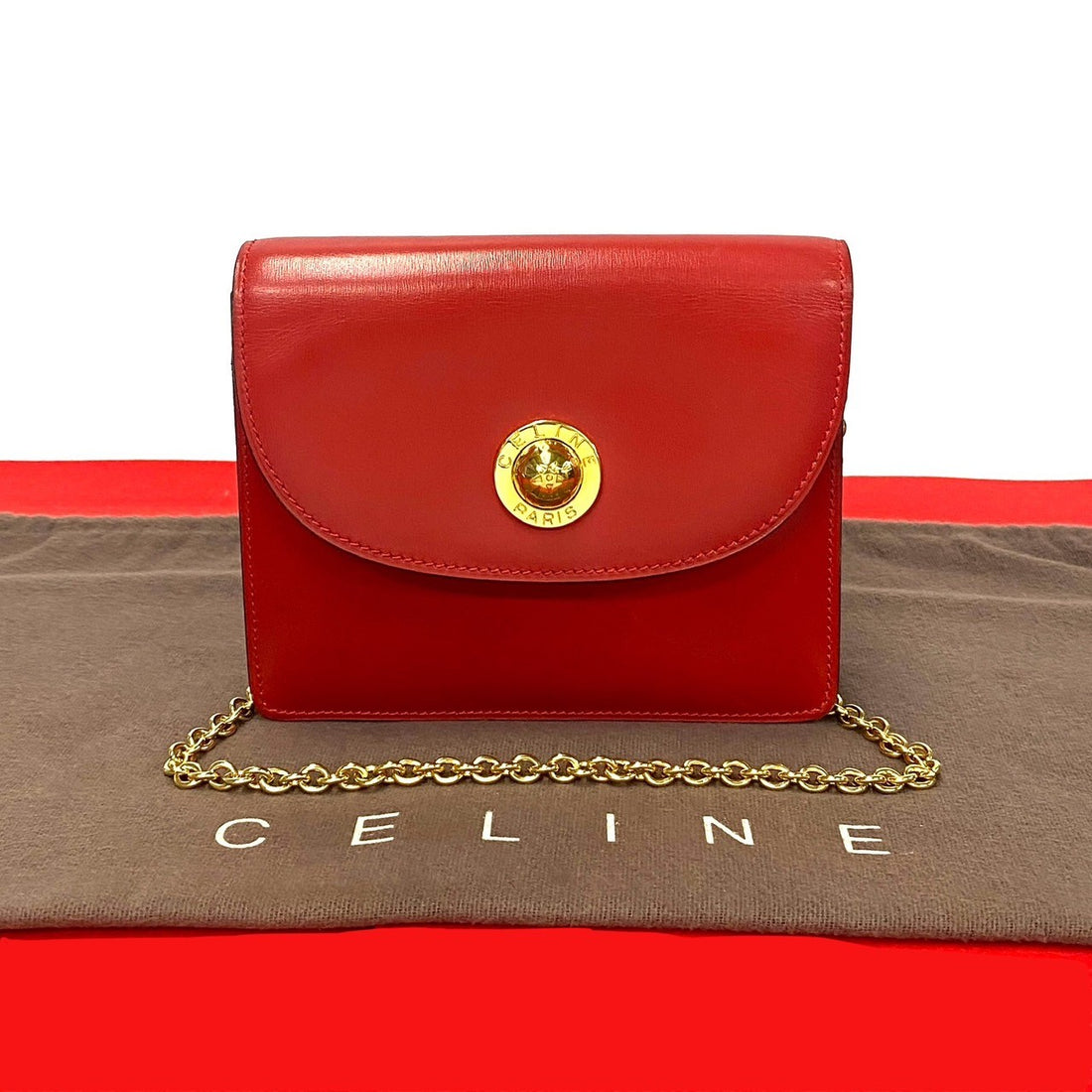 Celine Leather Chain Crossbody Bag Leather Crossbody Bag in Very Good Condition