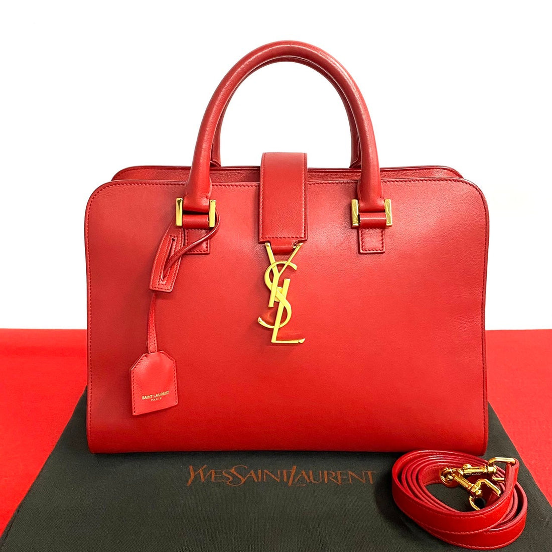 Yves Saint Laurent Baby Cabas Leather Handbag 357395 in Very Good Condition