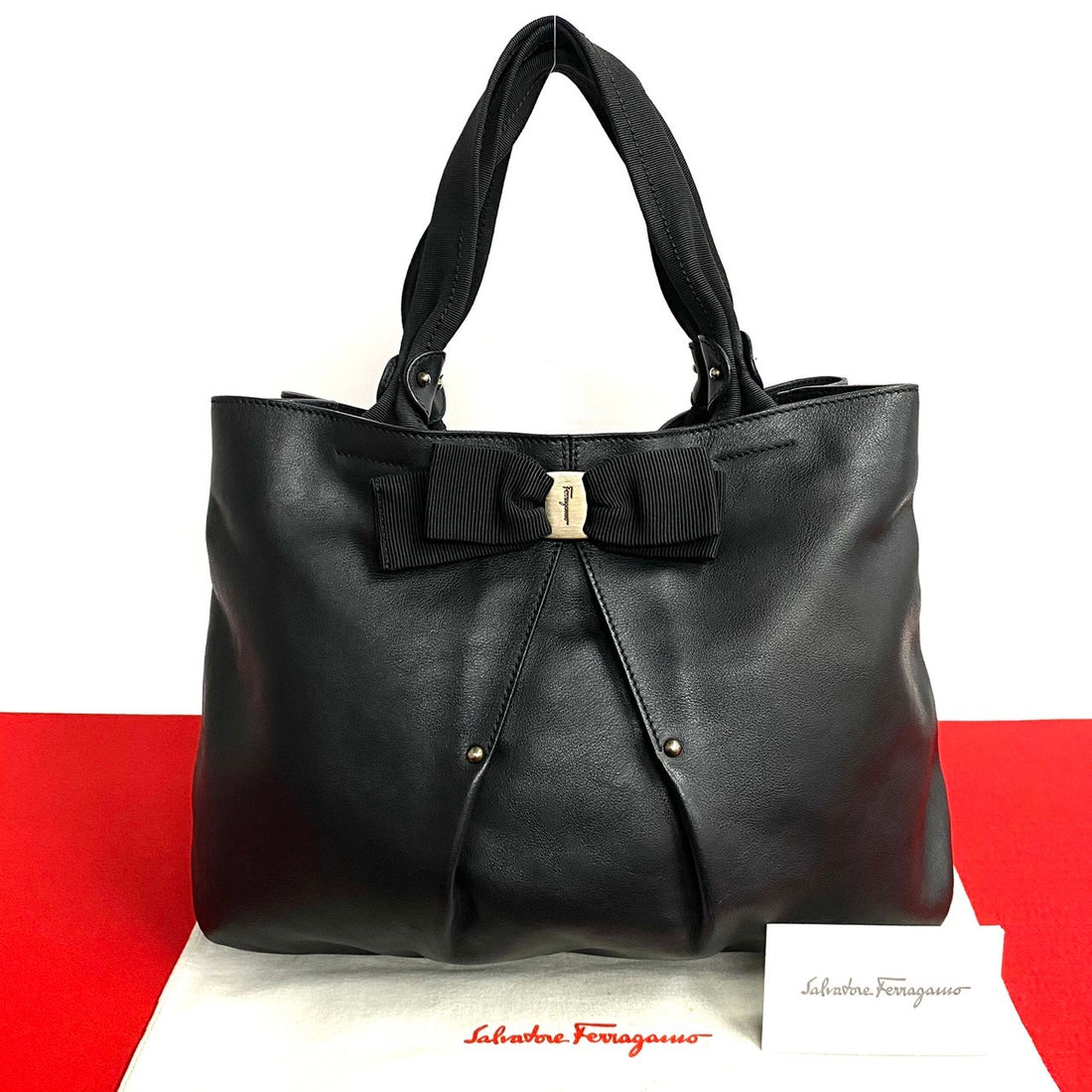 Salvatore Ferragamo Vara Bow Leather Tote Bag Leather Tote Bag AU-21 B665