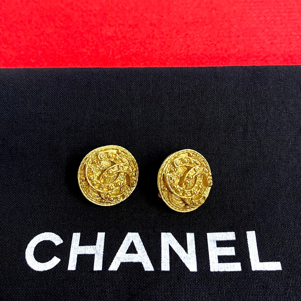 Chanel Vintage Coco Mark GP Earrings Gold