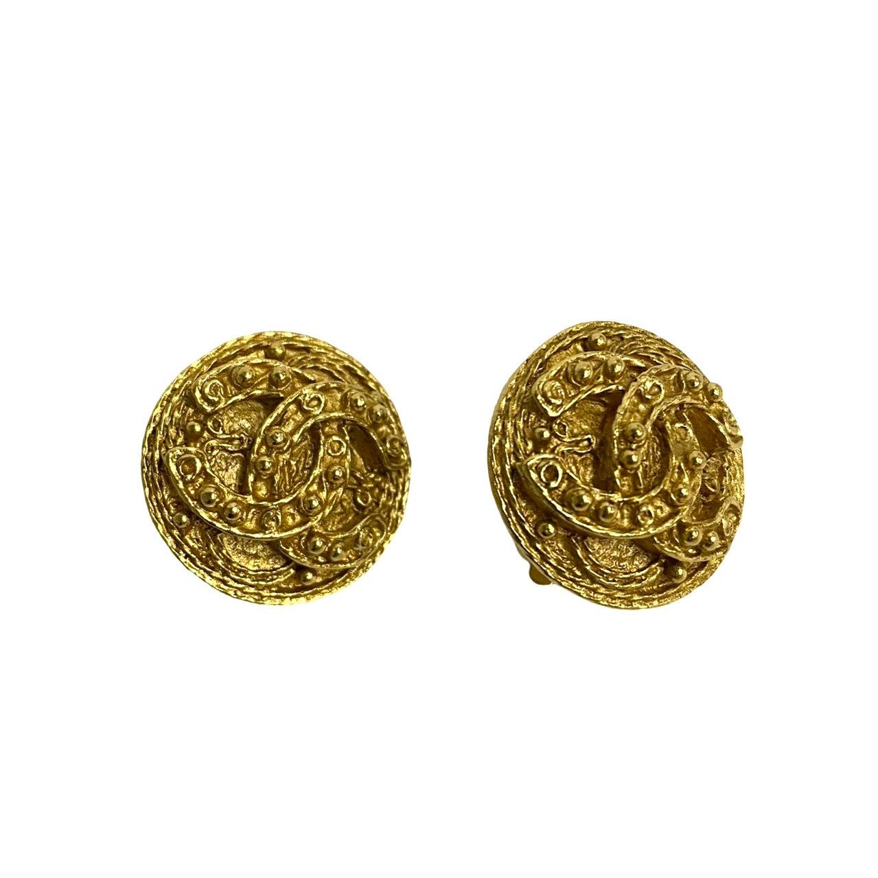 Chanel Vintage Coco Mark GP Earrings Gold