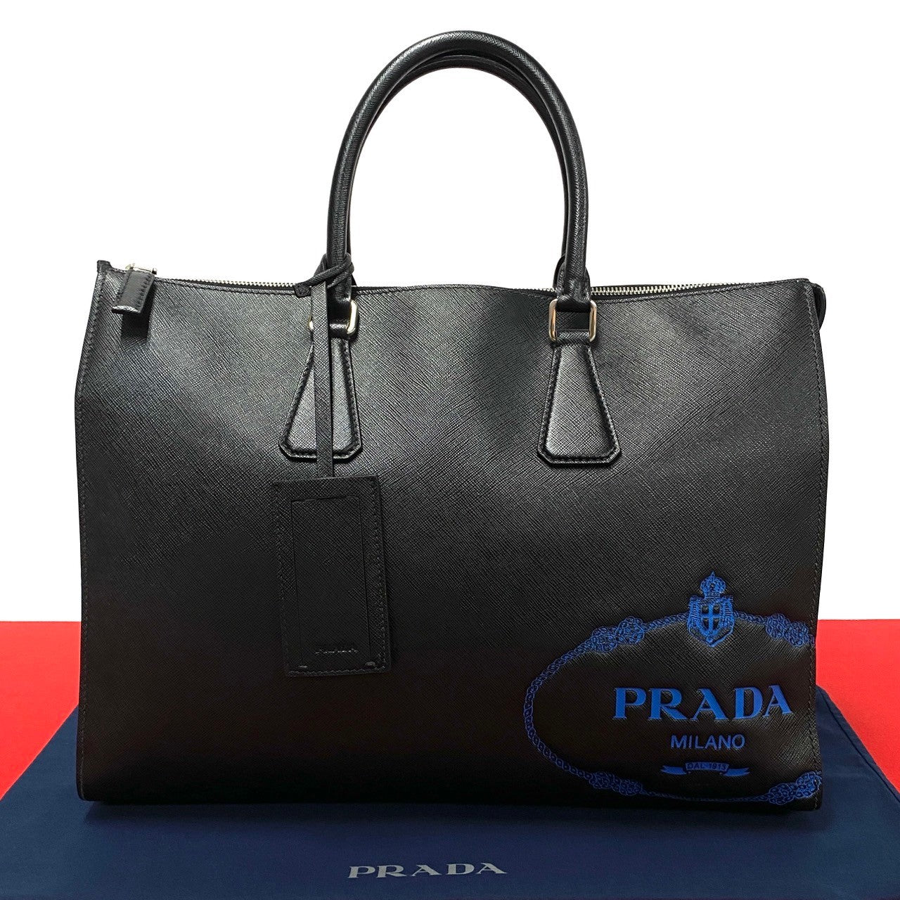 Prada Leather Business Briefcase Black