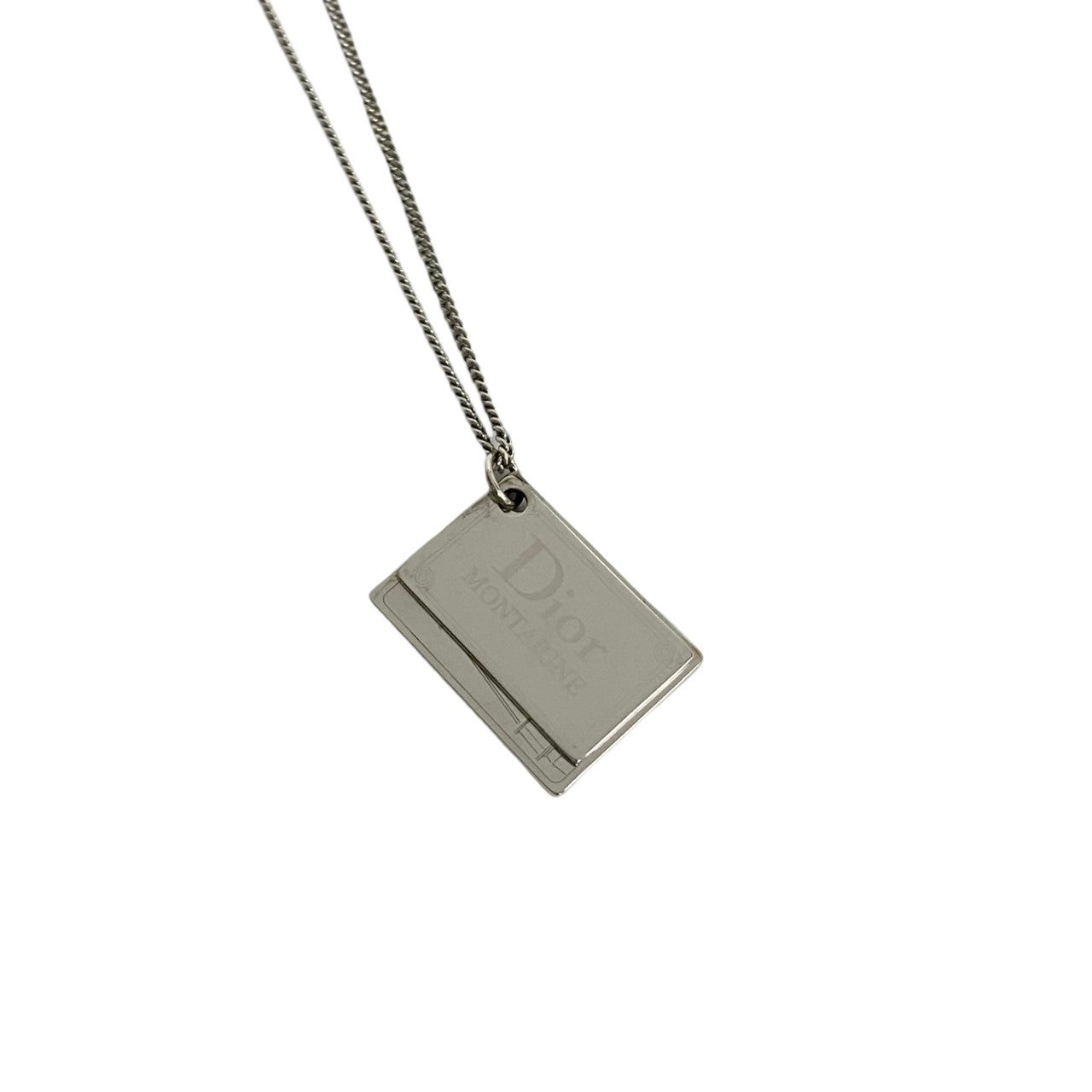 Dior Logo Plate Necklace Metal Necklace