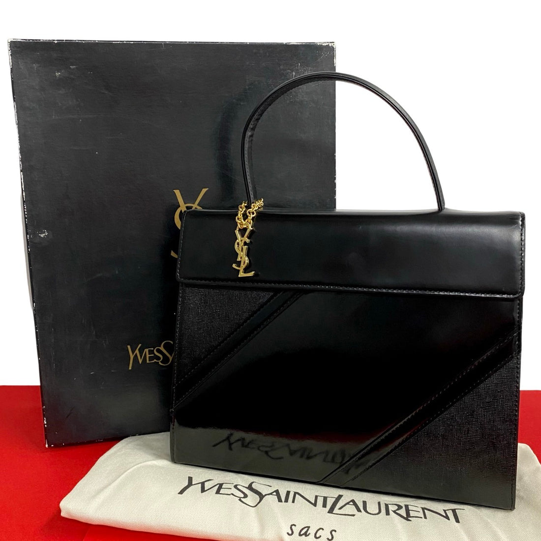 Yves Saint Laurent Patent Leather Top Handle Bag  Leather Handbag