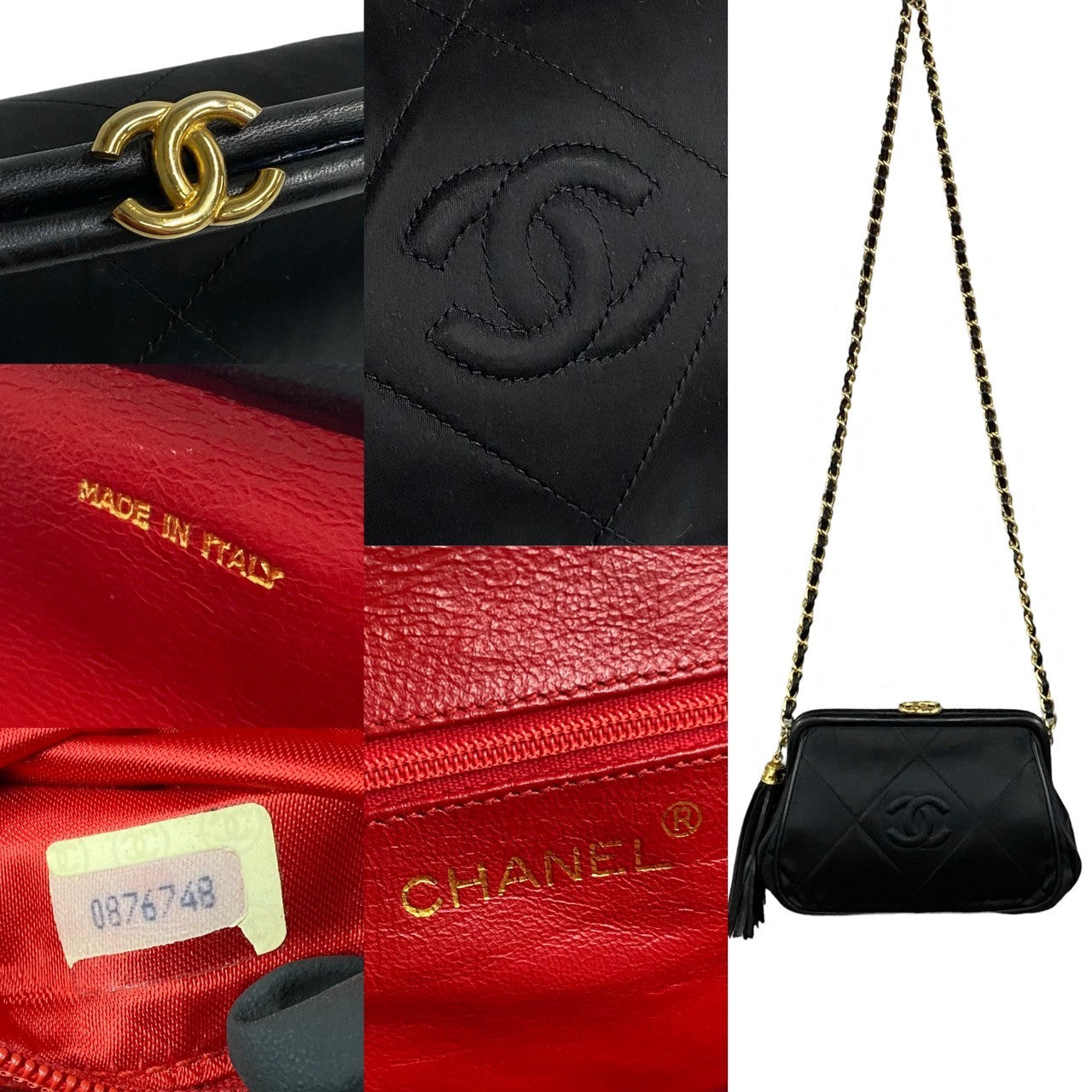 Chanel Quilted Satin Clasp Crossbody Bag Canvas Crossbody Bag in Very Good Condition