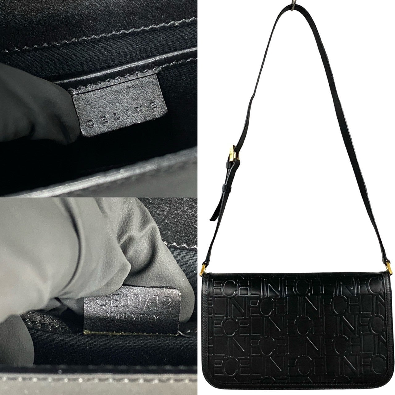 Celine Vintage Embossed Leather Mini Shoulder Bag