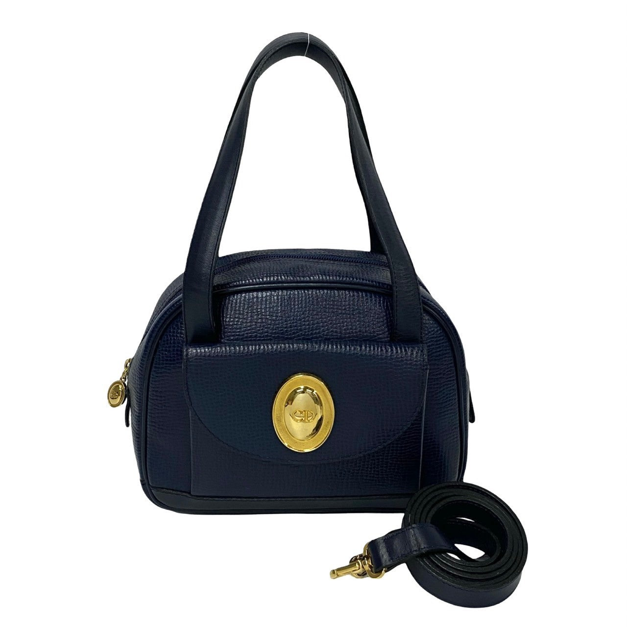 Dior Leather 2way Shoulder Handbag Navy