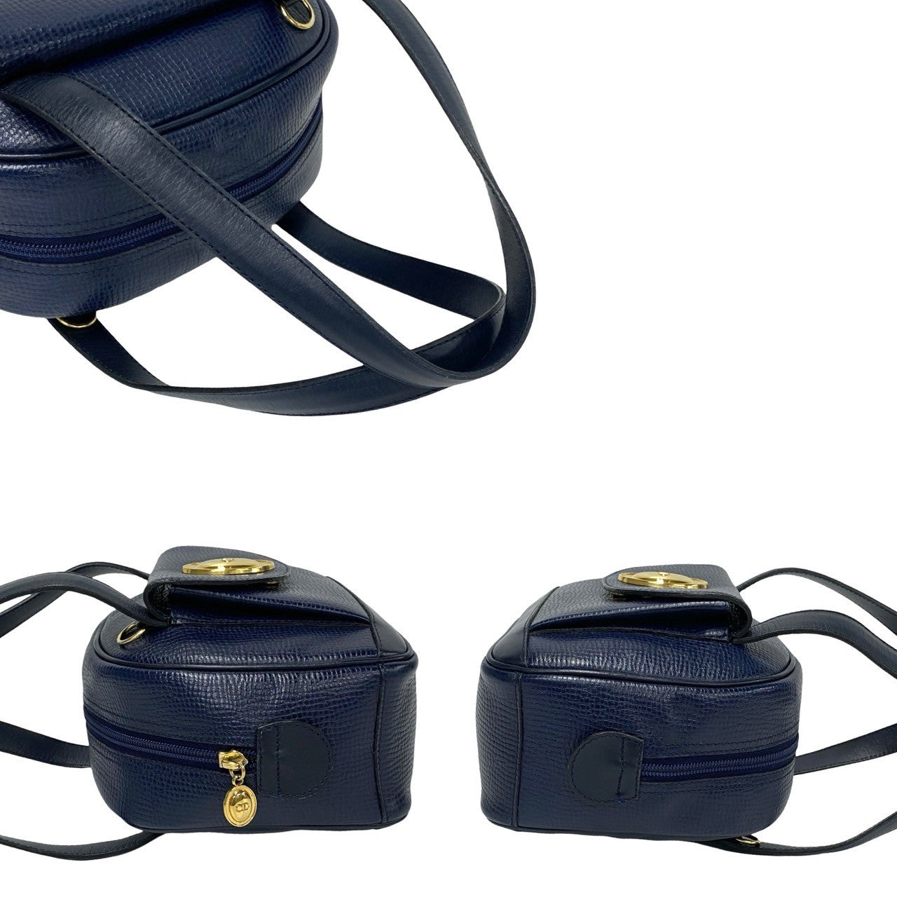 Dior Leather 2way Shoulder Handbag Navy