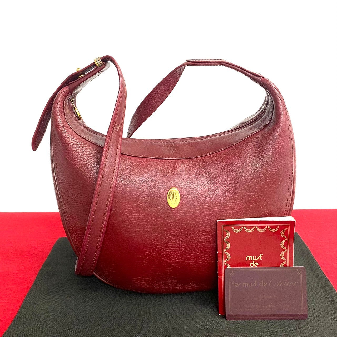 Cartier Leather Shoulder Bag Bordeaux