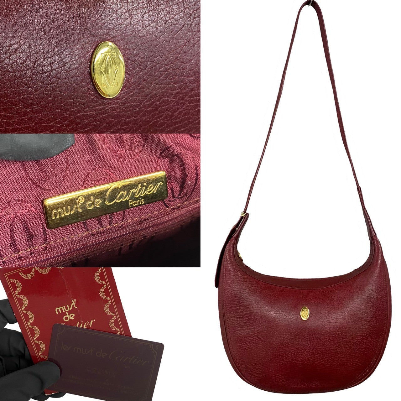 Cartier Leather Shoulder Bag Bordeaux