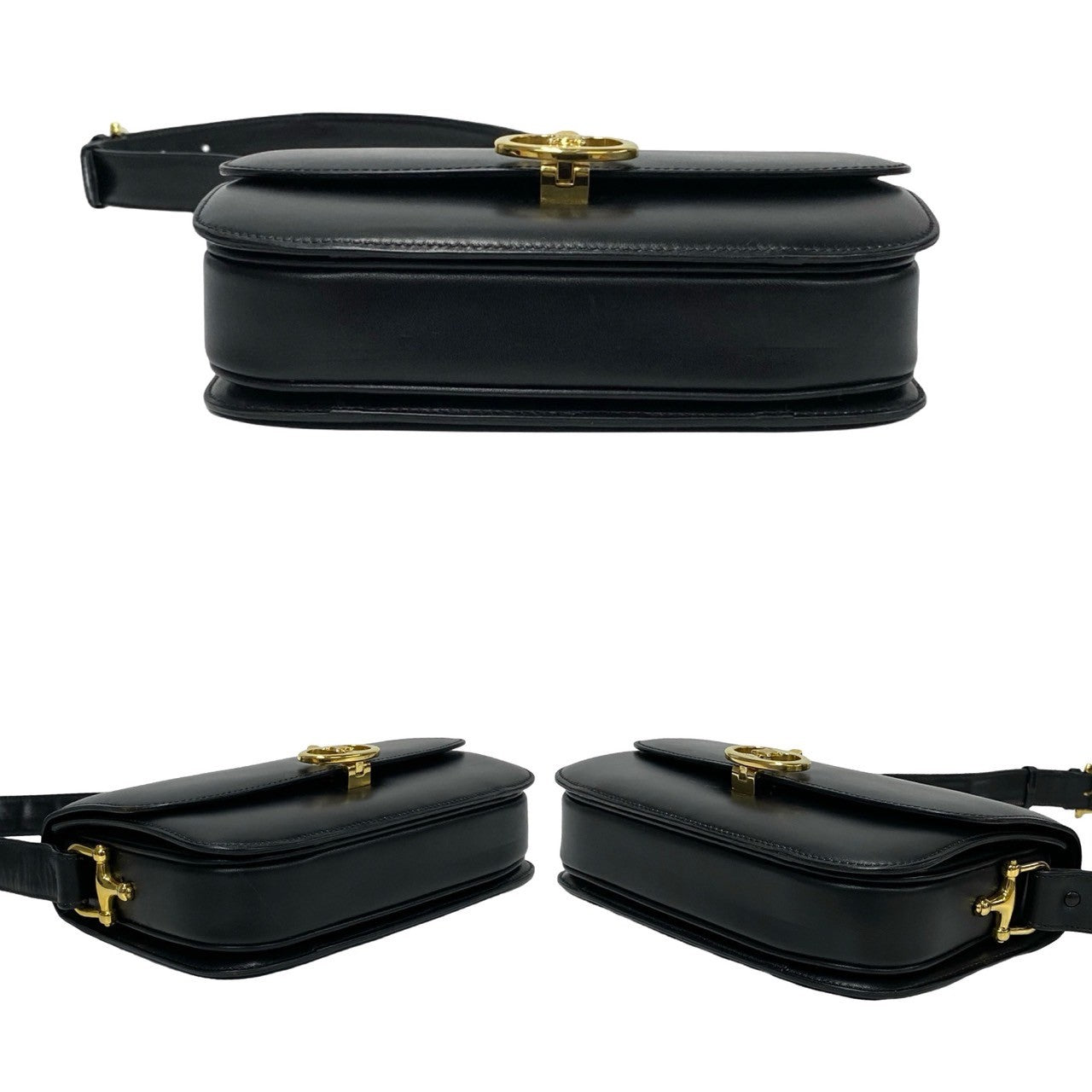 Celine Vintage Calf Leather Shoulder Bag Black