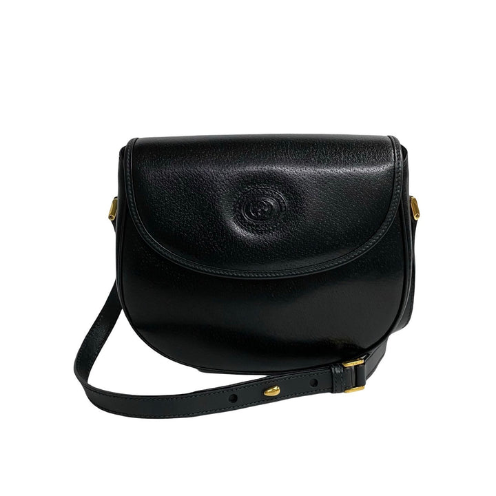 Gucci Leather Shoulder Bag Black Vintage