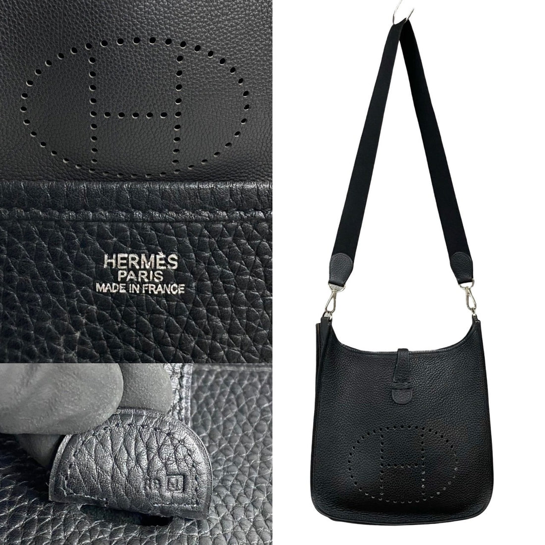 Hermes Evelyne PM Leather Mini Shoulder Bag Black