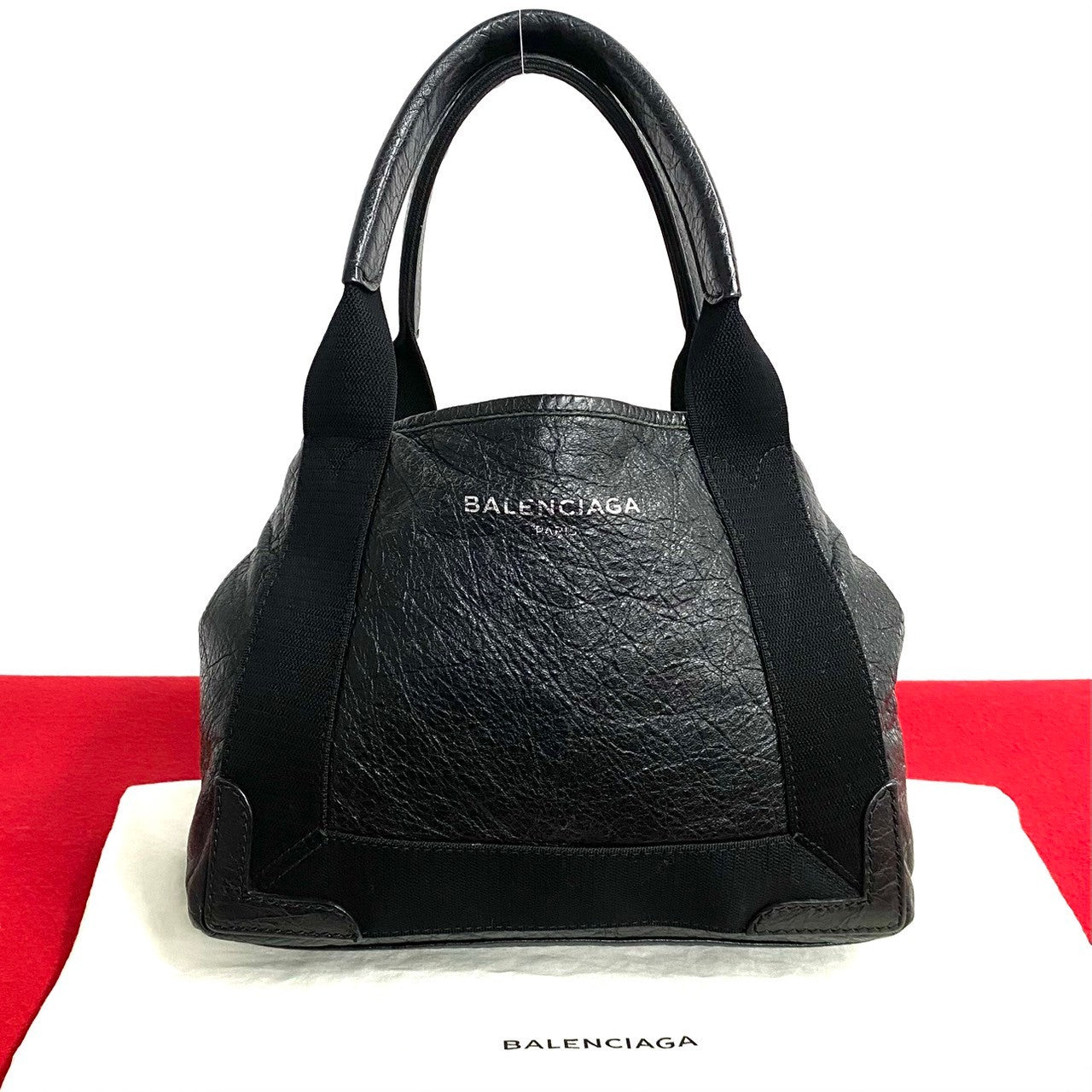 Balenciaga Navy Cabas XS Leather Mini Handbag Black