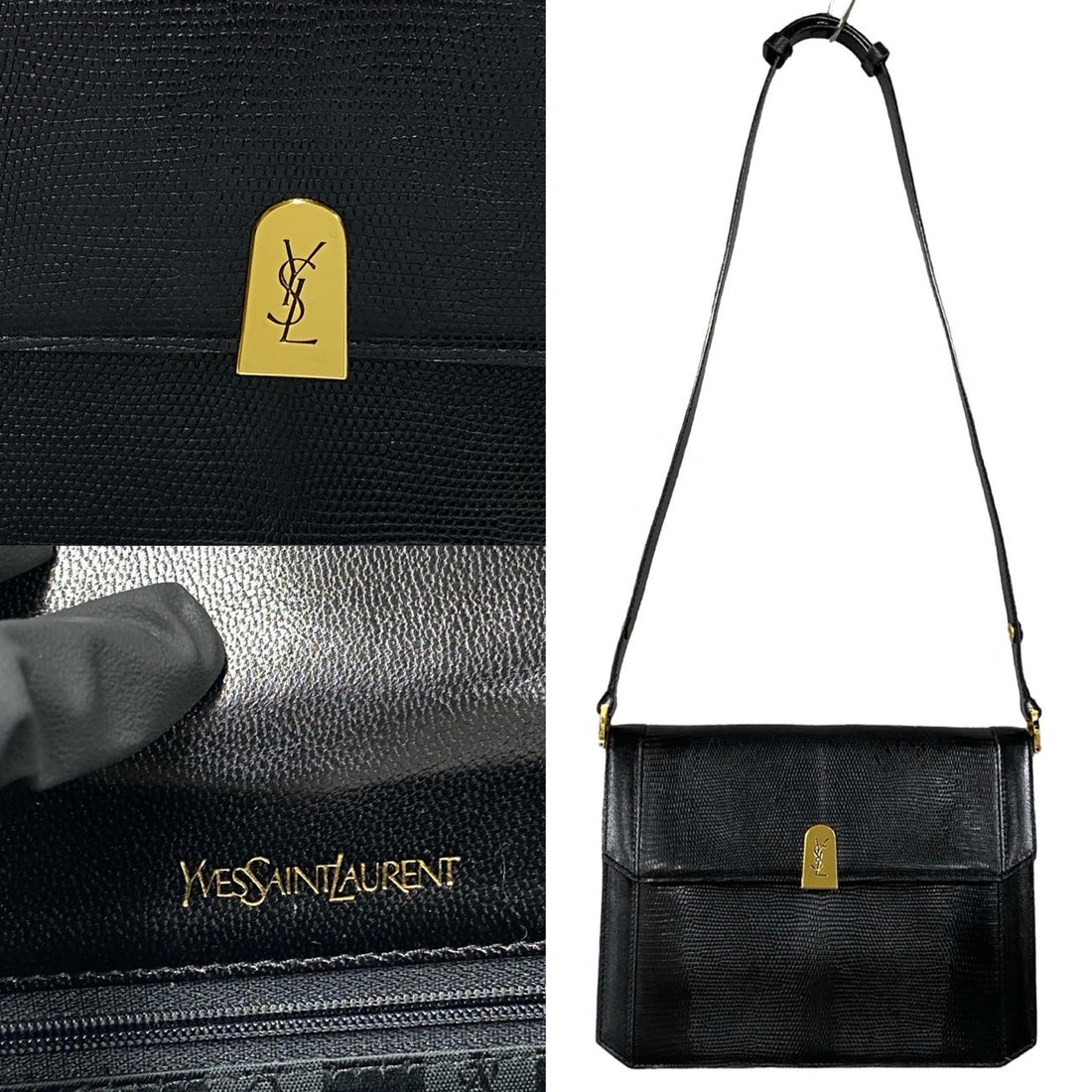 Yves Saint Laurent Lizard Leather Shoulder Bag