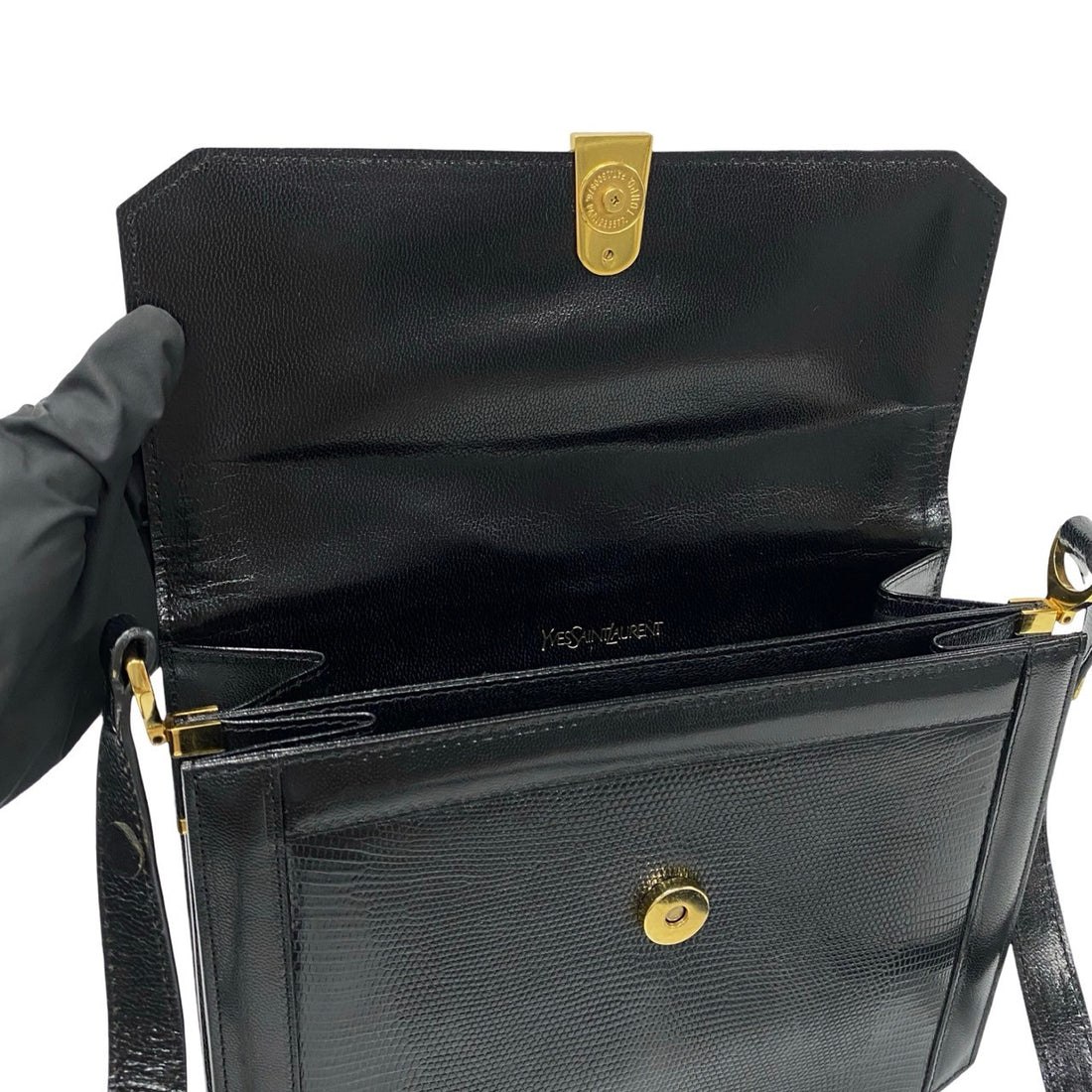 Yves Saint Laurent Lizard Leather Shoulder Bag