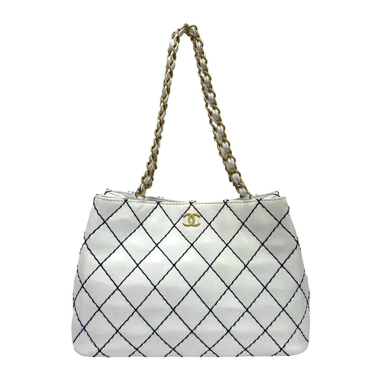 Chanel Leather Wild Stitch Matelasse Chain Tote Bag