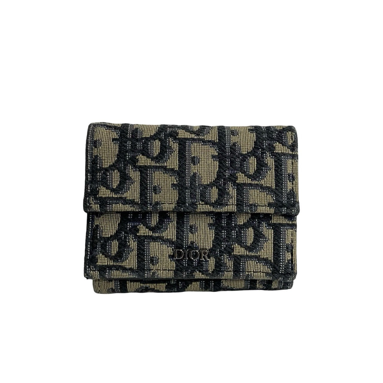 Christian Dior Oblique Canvas Leather Mini Wallet Navy