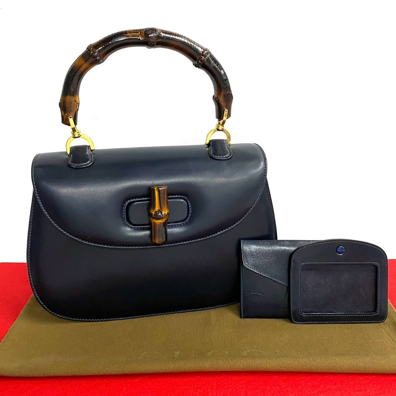 Gucci Bamboo Leather Handbag Navy