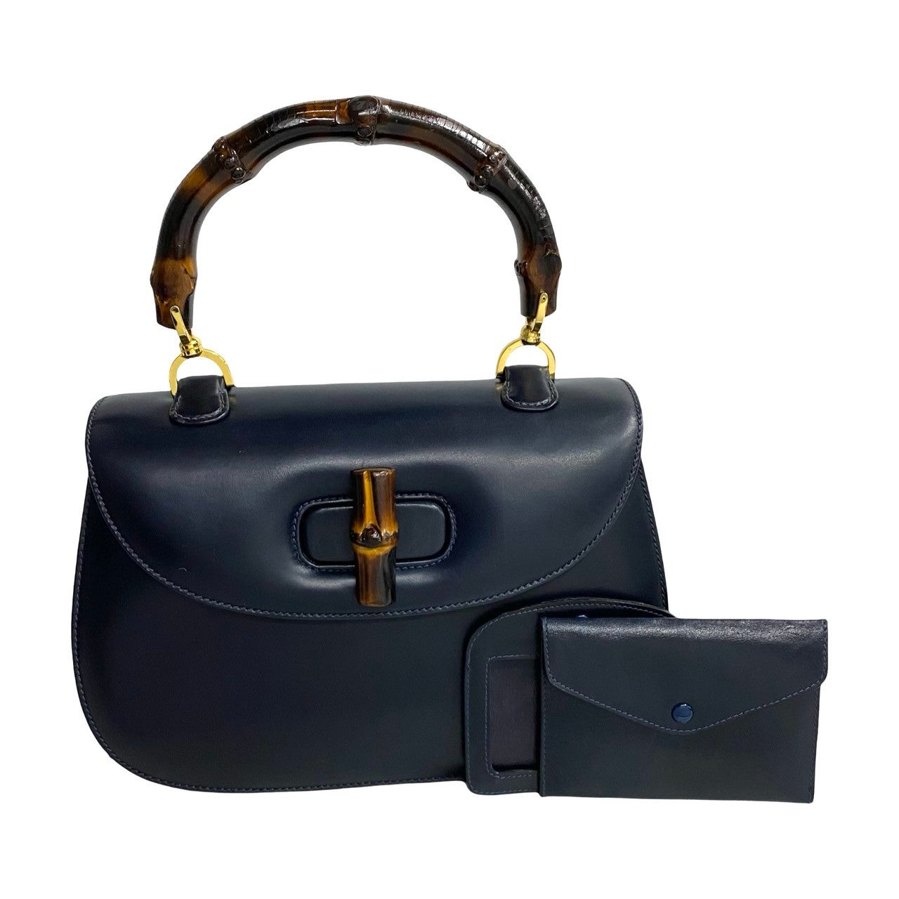 Gucci Bamboo Leather Handbag Navy