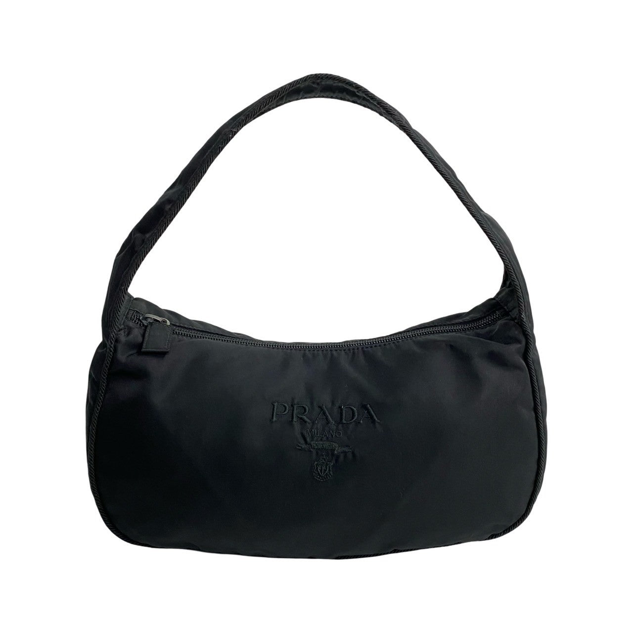 Prada Nylon Logo Embroidery Mini Tote Bag Black