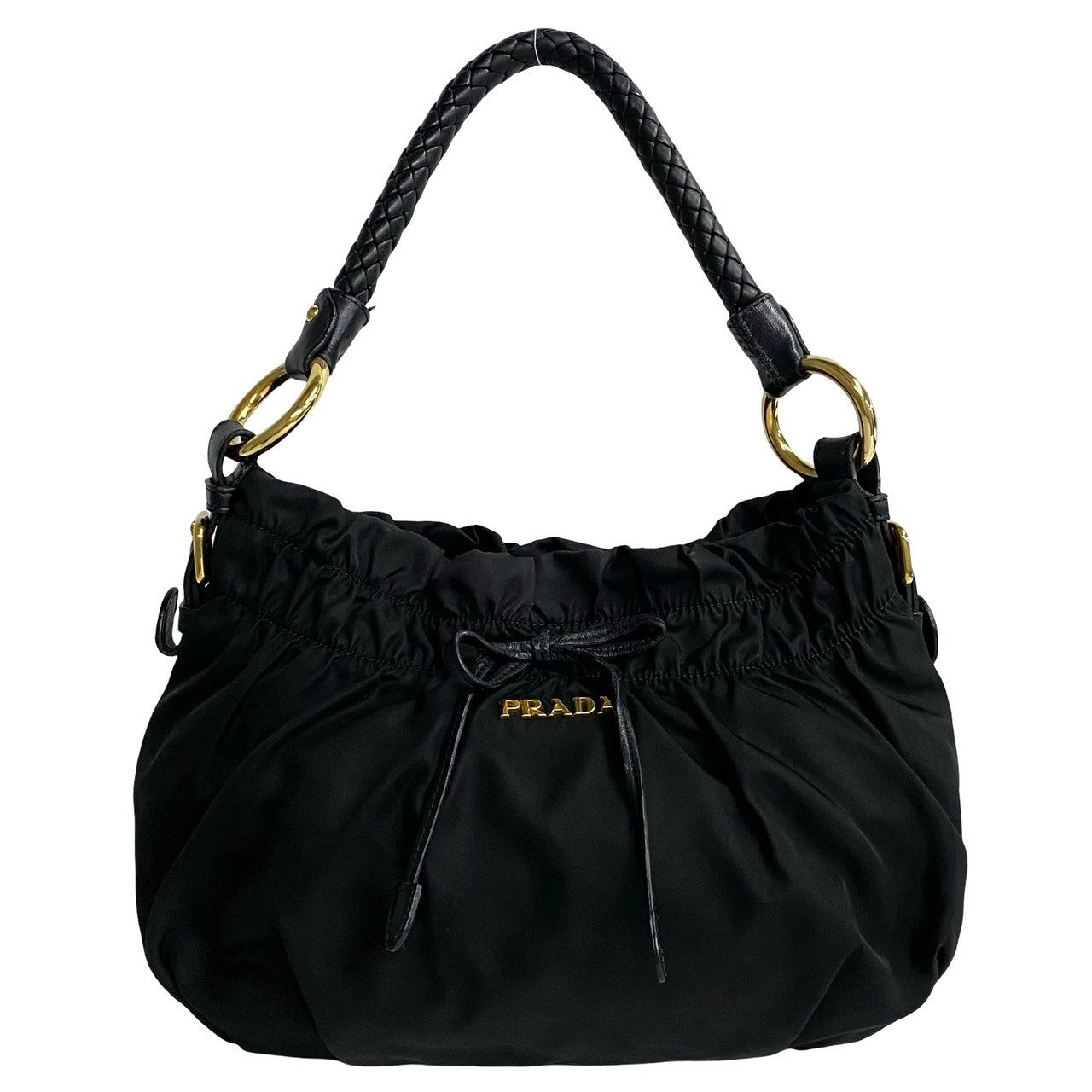 Prada Nylon Leather Ribbon Mini Tote Bag