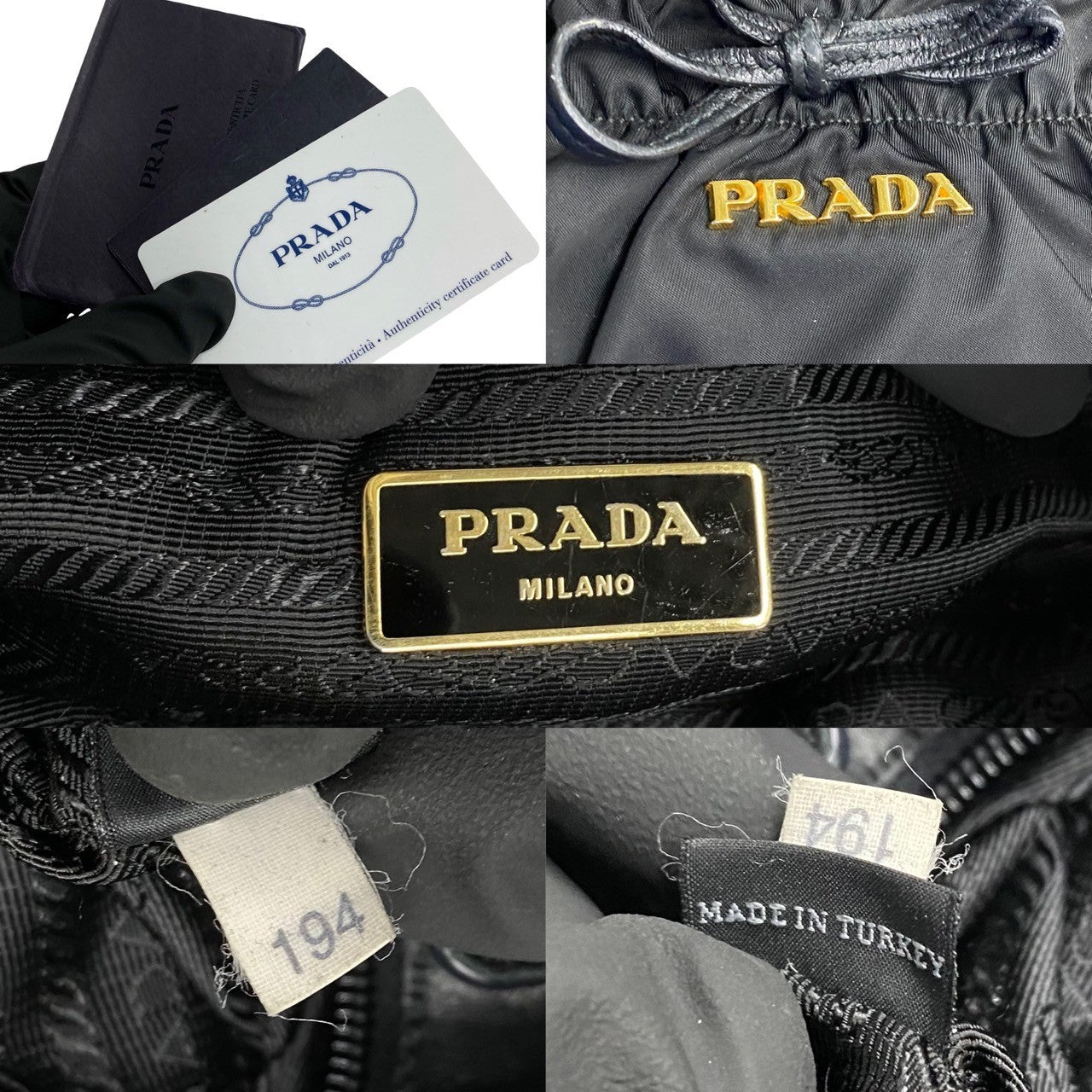 Prada Nylon Leather Ribbon Mini Tote Bag