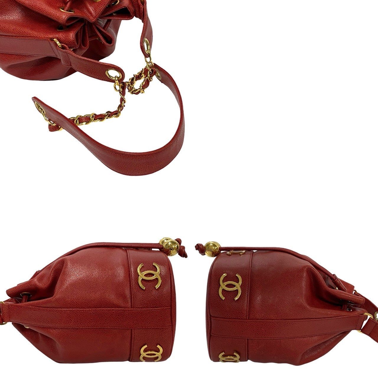 Chanel Triple Coco Shoulder Bag Red