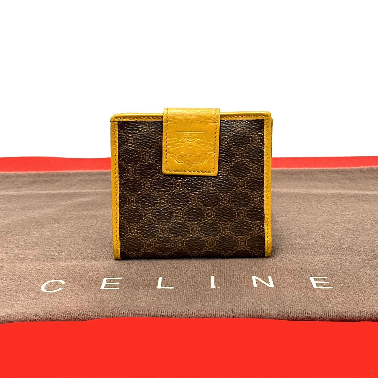 Celine Vintage Macadam Leather Wallet Brown