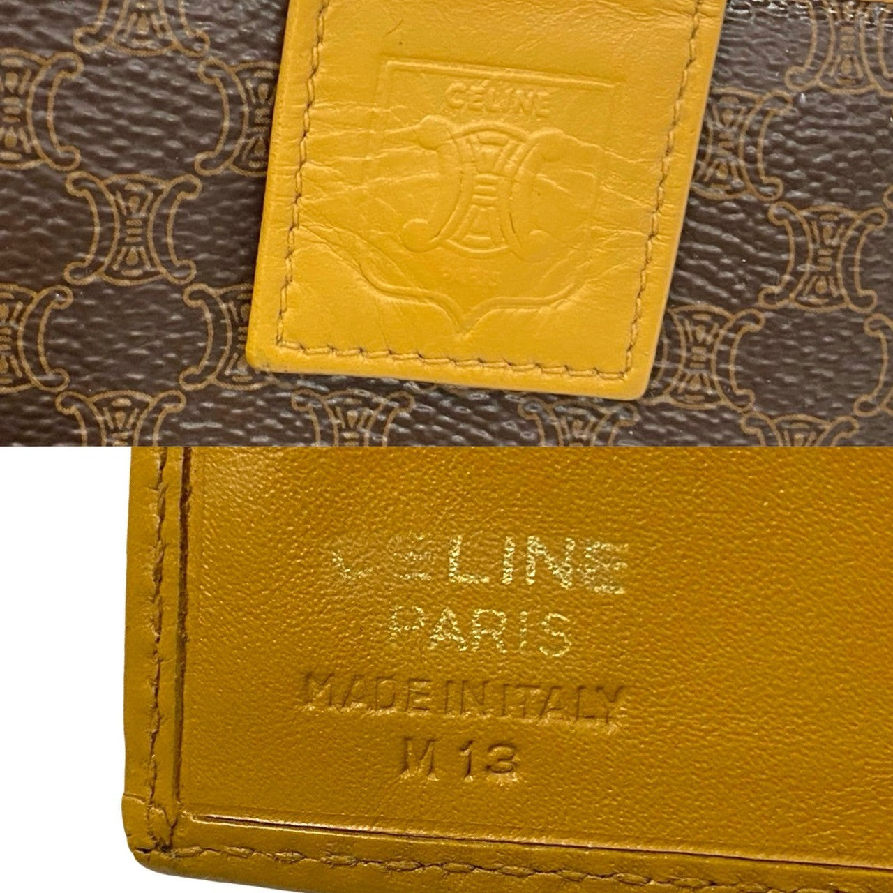 Celine Vintage Macadam Leather Wallet Brown