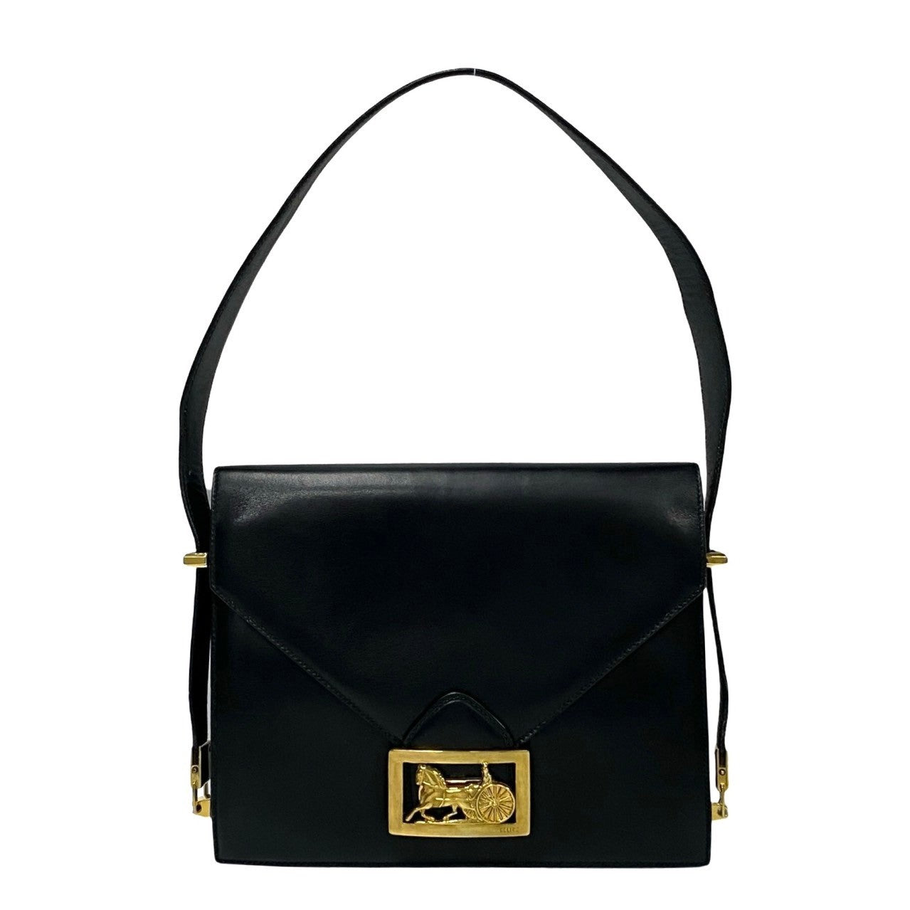 Celine Vintage Leather Shoulder Bag Black