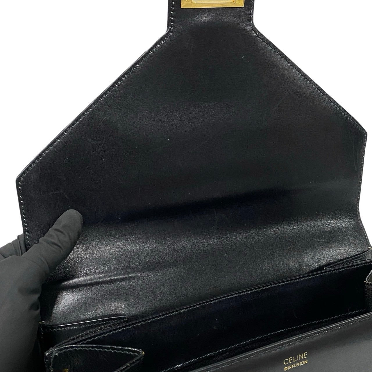 Celine Vintage Leather Shoulder Bag Black