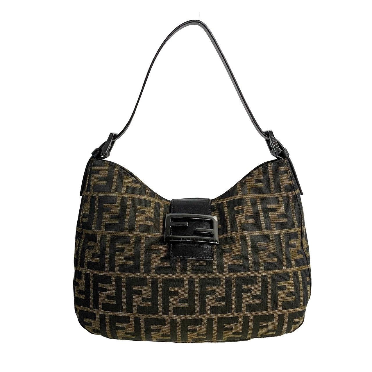 Fendi Leather Canvas Mamma Baguette Shoulder Bag